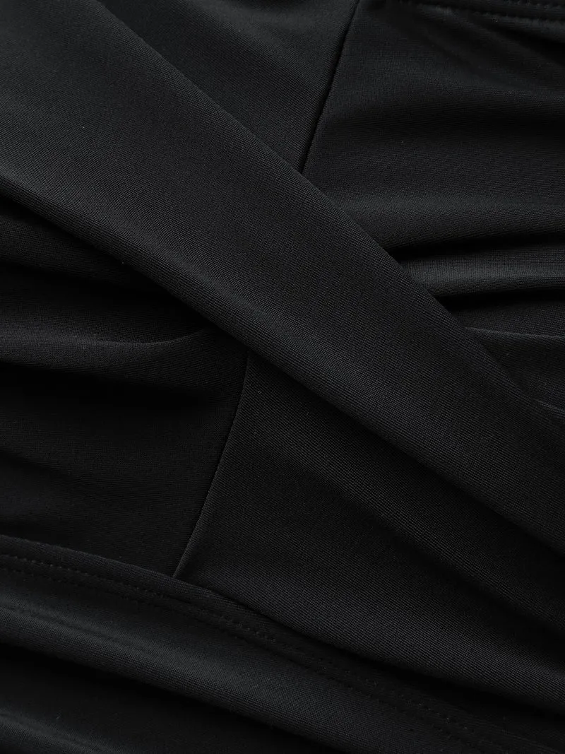 Twist Front Ruched Ruffled Swim Dress