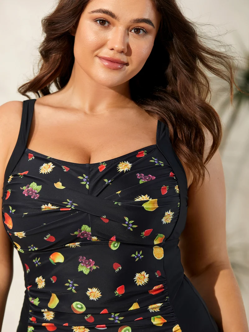 Fruit Party Ruched One-Piece Swimsuit