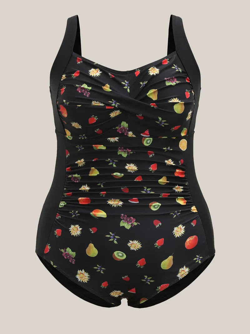 Fruit Party Ruched One-Piece Swimsuit