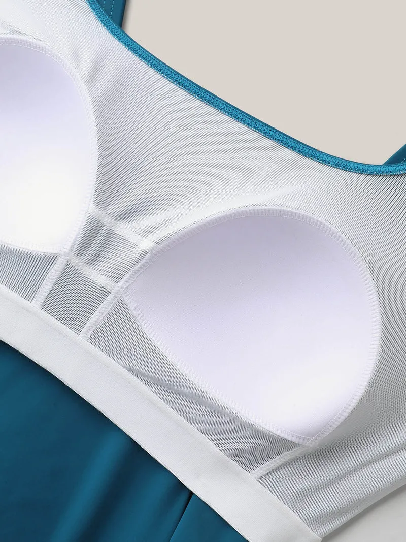 Side Drawstrings Plain Swim Top