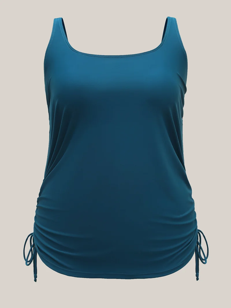 Side Drawstrings Plain Swim Top