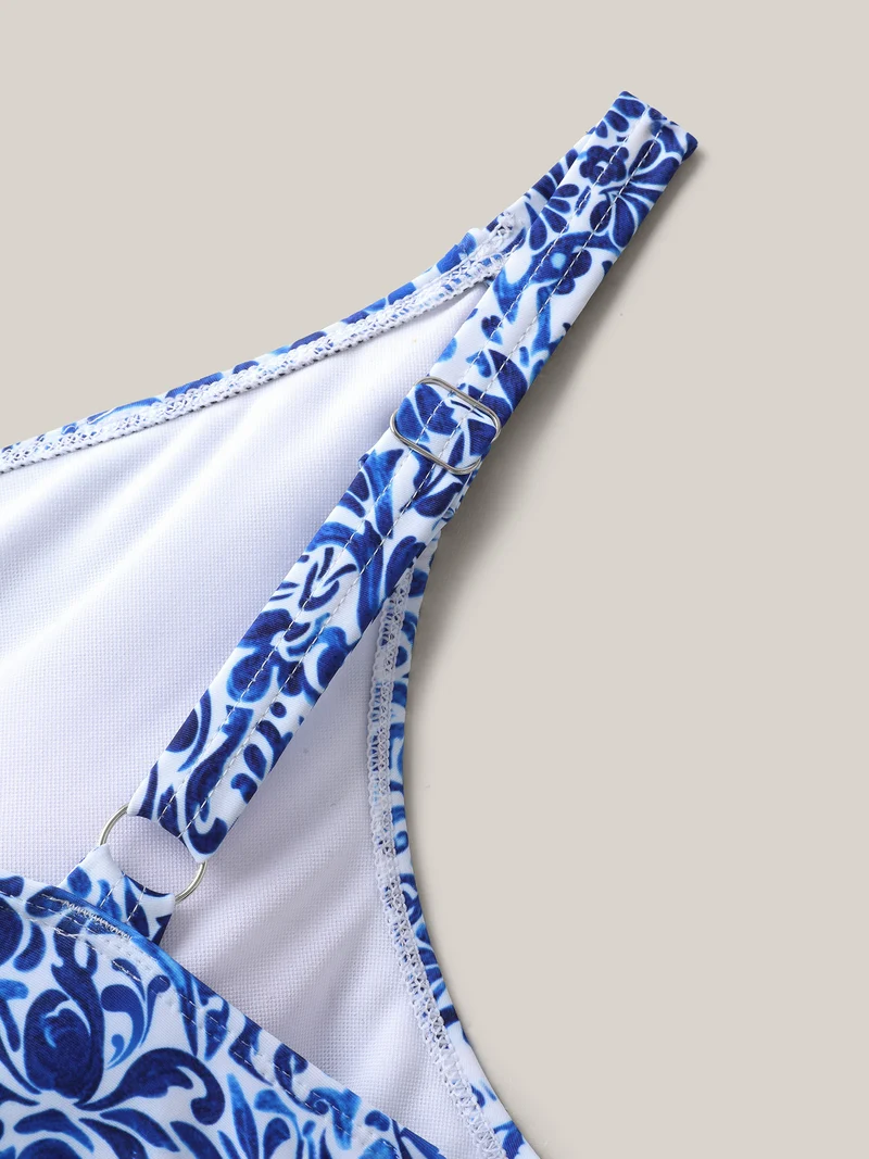 Boho Print Ruffled One-Piece Swimsuit