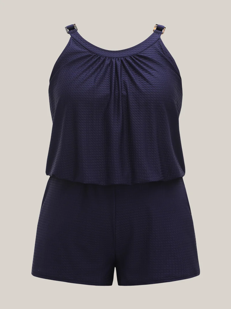 Scoop Neck Pockets One-Piece Swimsuit