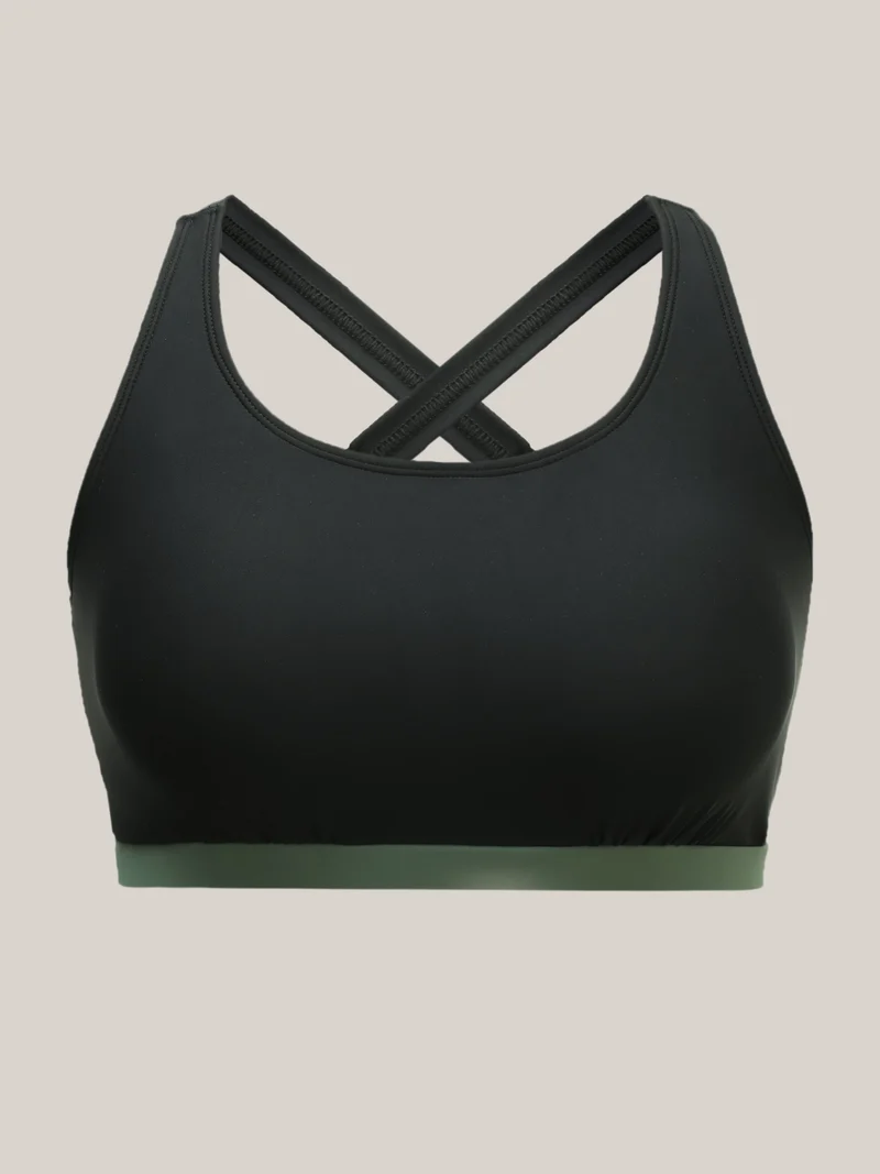 2-in-1 Padded Color Contrast Swim Tankini