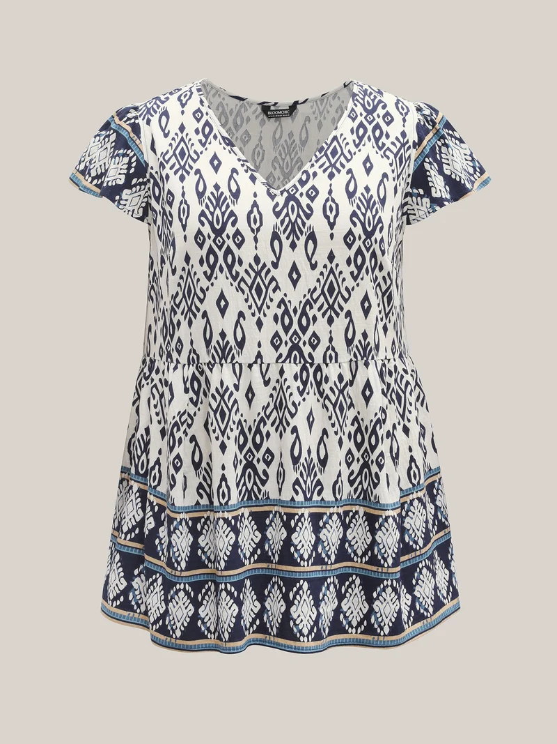 Boho Print High-Low Hem Shirt