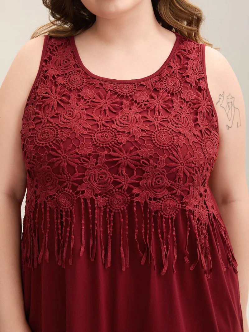 Lace Spliced Stretchy Sleeveless Top