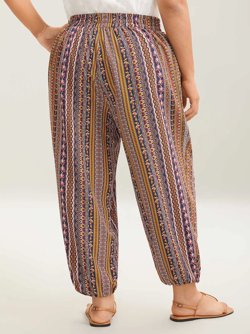 Boho Striped Split Jogger Pants