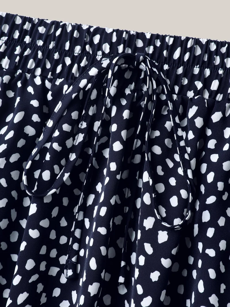 Polka Dot Print Tiered Mini Skirt