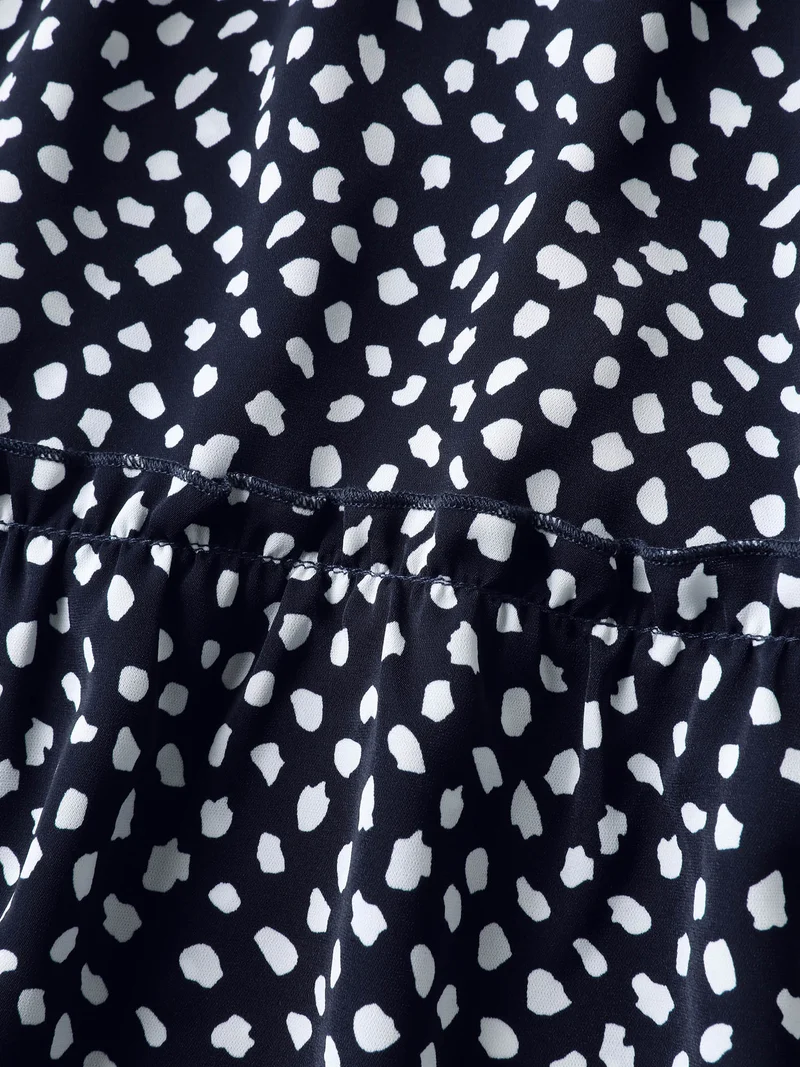 Polka Dot Print Tiered Mini Skirt