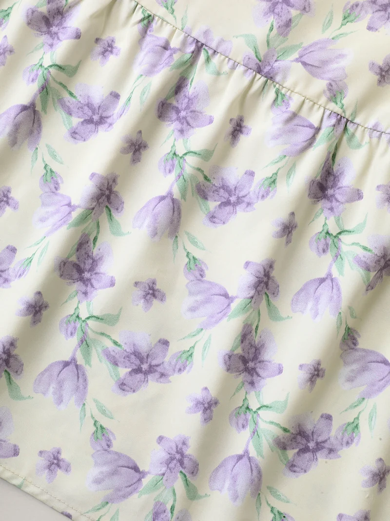 Vine Floral Pockets Stretchy Waist Midi Dress