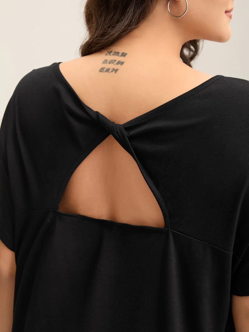 Backless Knotted Plain T-Shirt