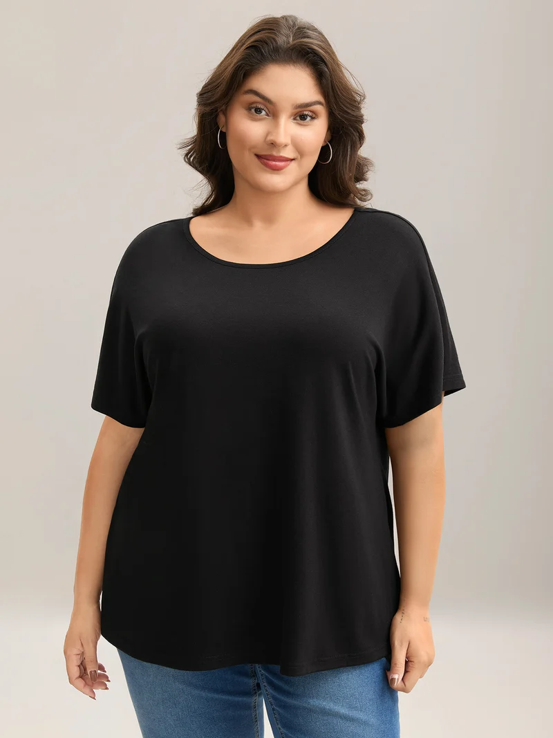 Backless Knotted Plain T-Shirt