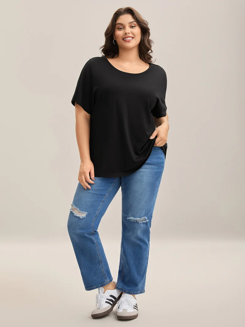 Backless Knotted Plain T-Shirt