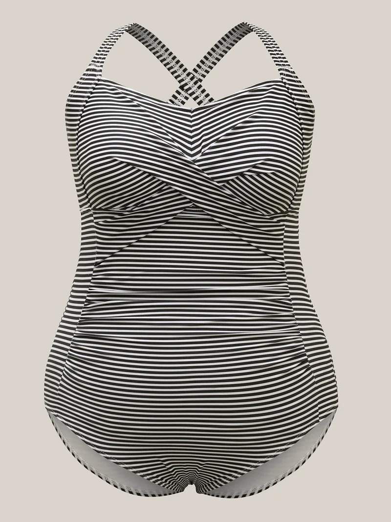 Striped Twist Front One-Piece Swimsuit