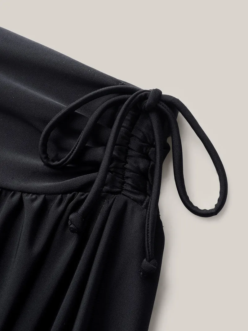 Side Drawstring A-Line Mini Swim Skirt