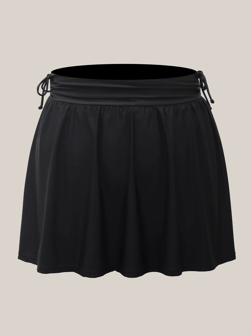 Side Drawstring A-Line Mini Swim Skirt