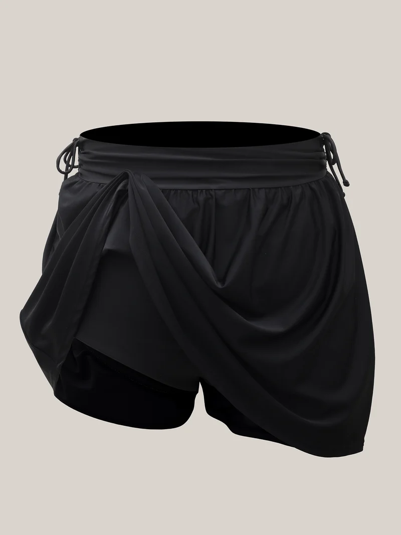 Side Drawstring A-Line Mini Swim Skirt