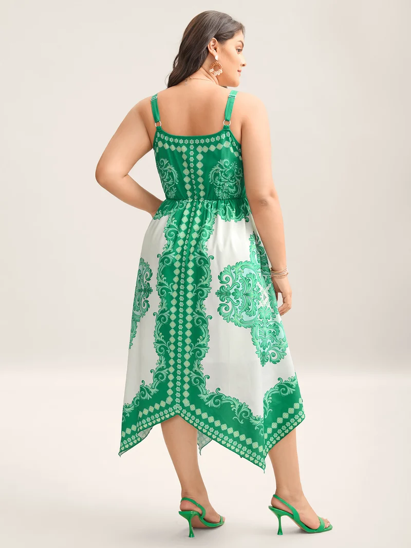 Floral Print High-Low Hem Midi Dress