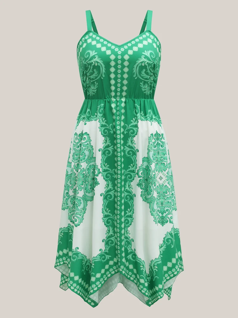 Floral Print High-Low Hem Midi Dress