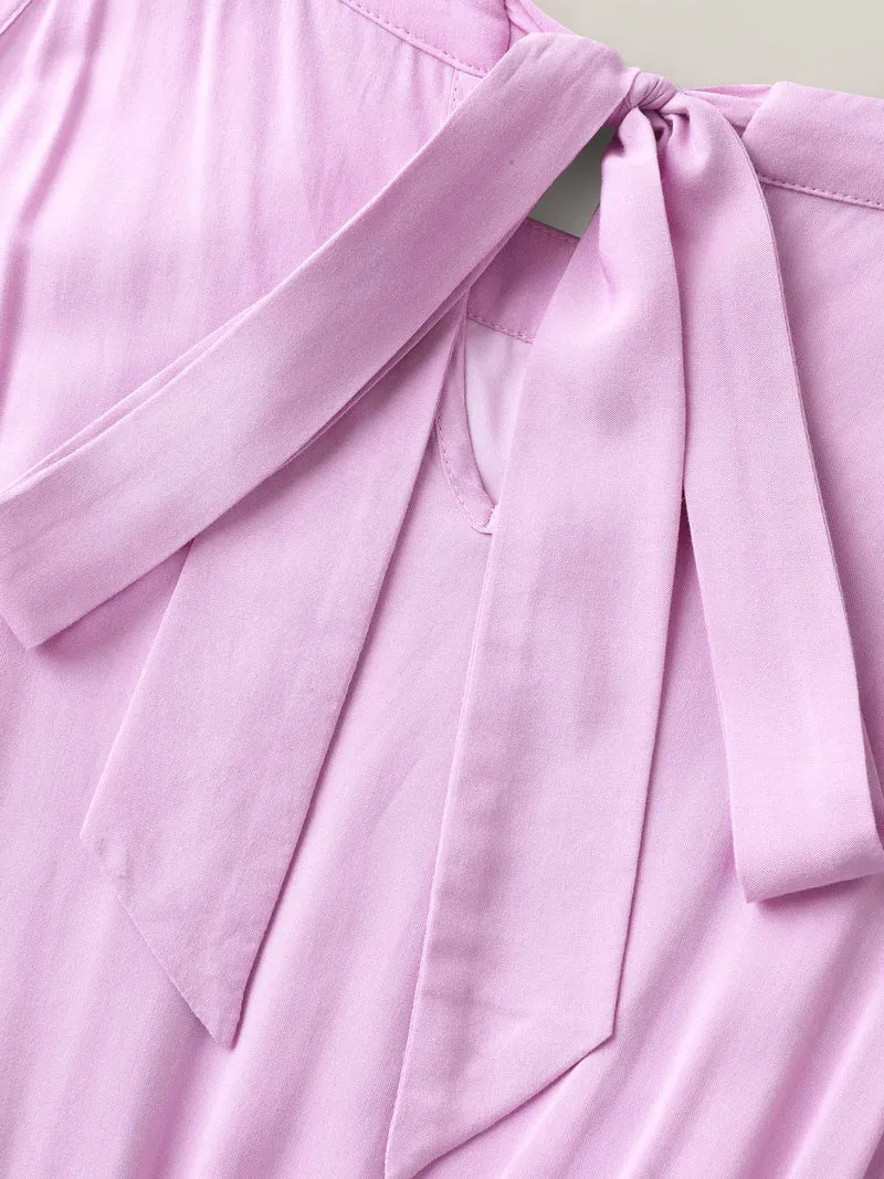 Halter Neck Tiered Ruffles Pocket Midi Dress