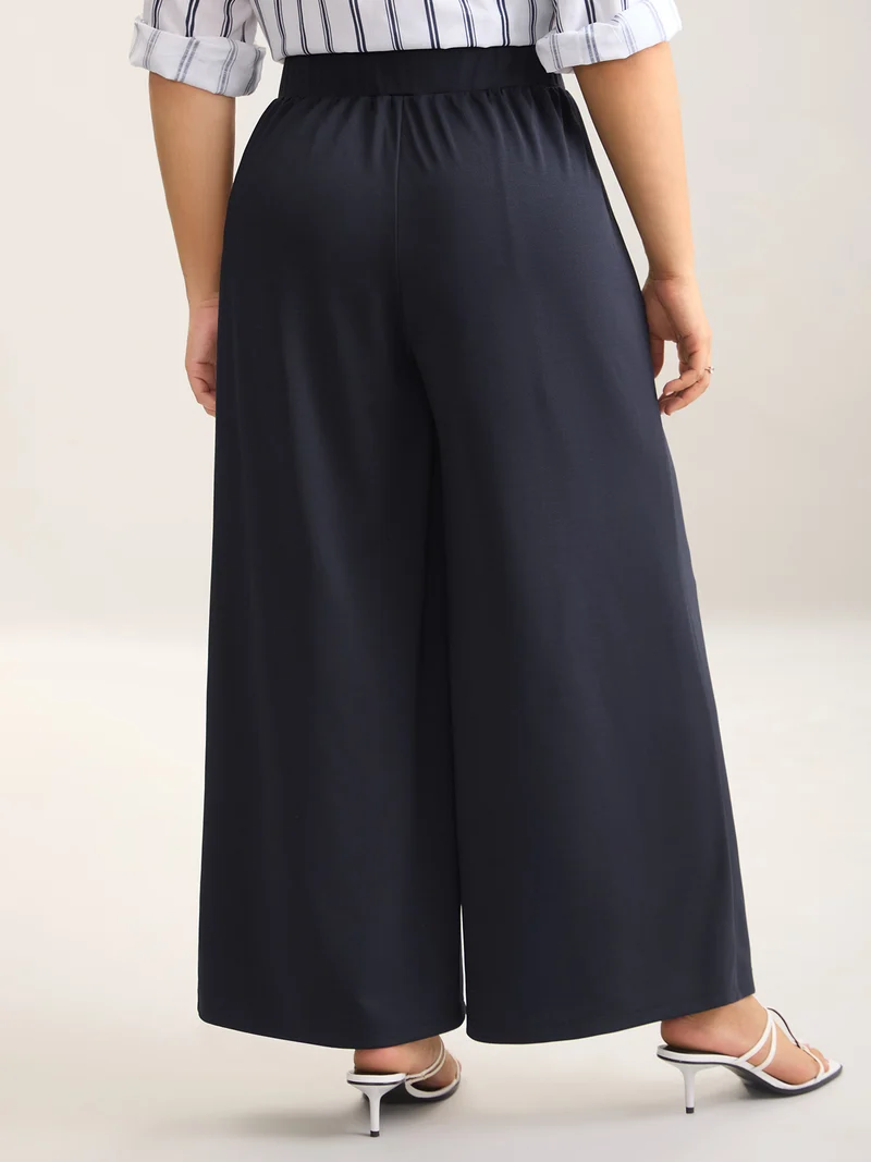 Button Front Wide-Leg Pants