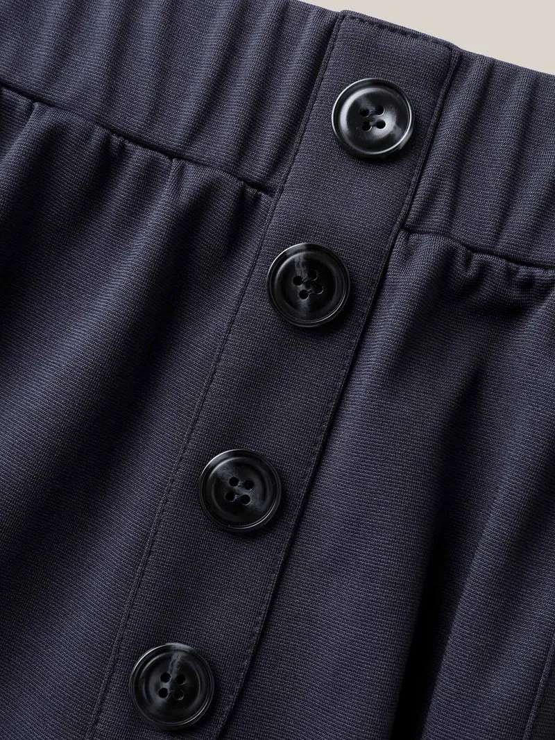 Button Front Wide-Leg Pants