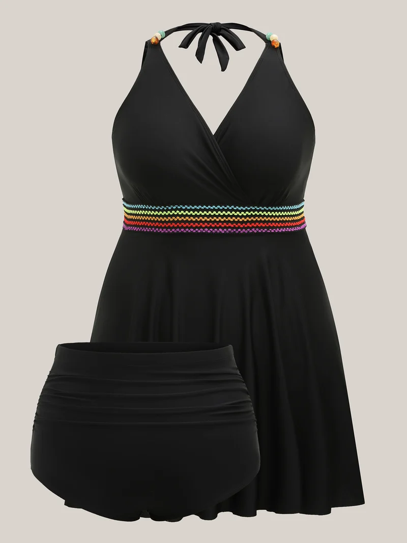 Colorful Webbed Pockets Adjustable Swim Dress