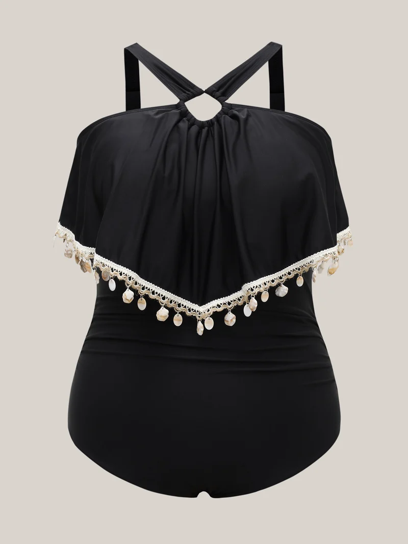 Shell Lotus Leaf Edge One-Piece Swimsuit
