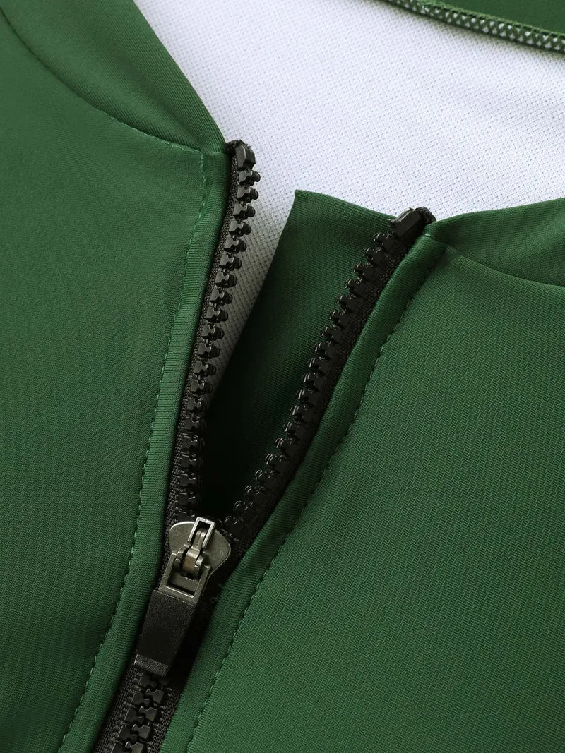 Zipper Drawstring Detail Solid Swim Top