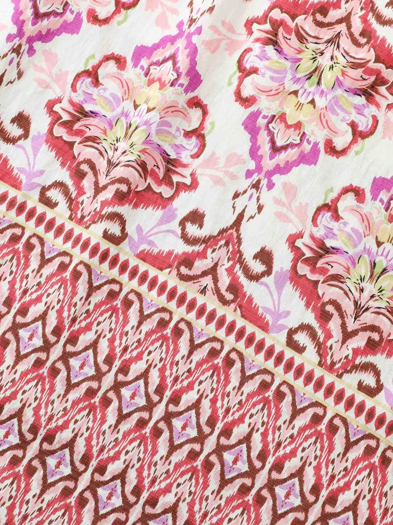 Ornate Print Surplice Pockets Maxi Dress