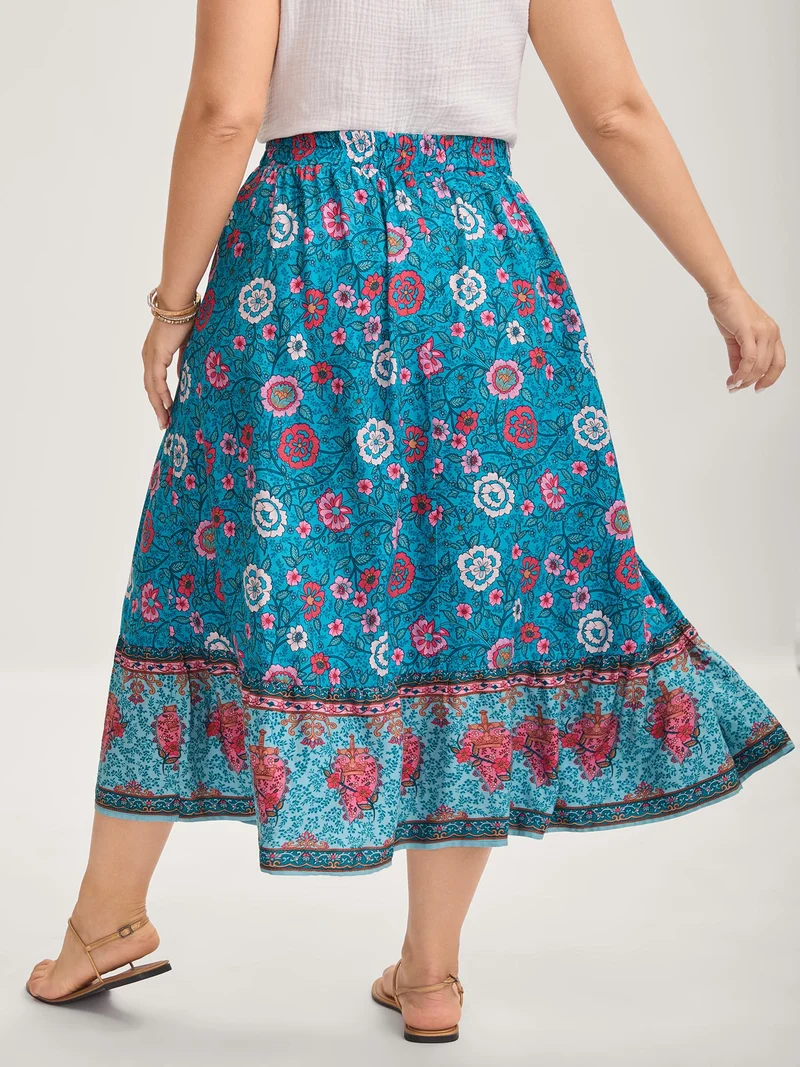 Floral Fun Wide-Waist Maxi Skirt