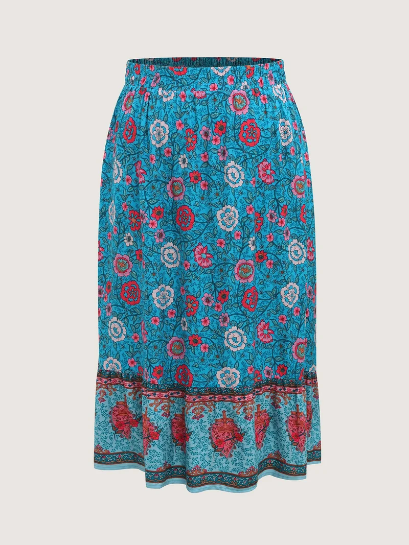 Floral Fun Wide-Waist Maxi Skirt