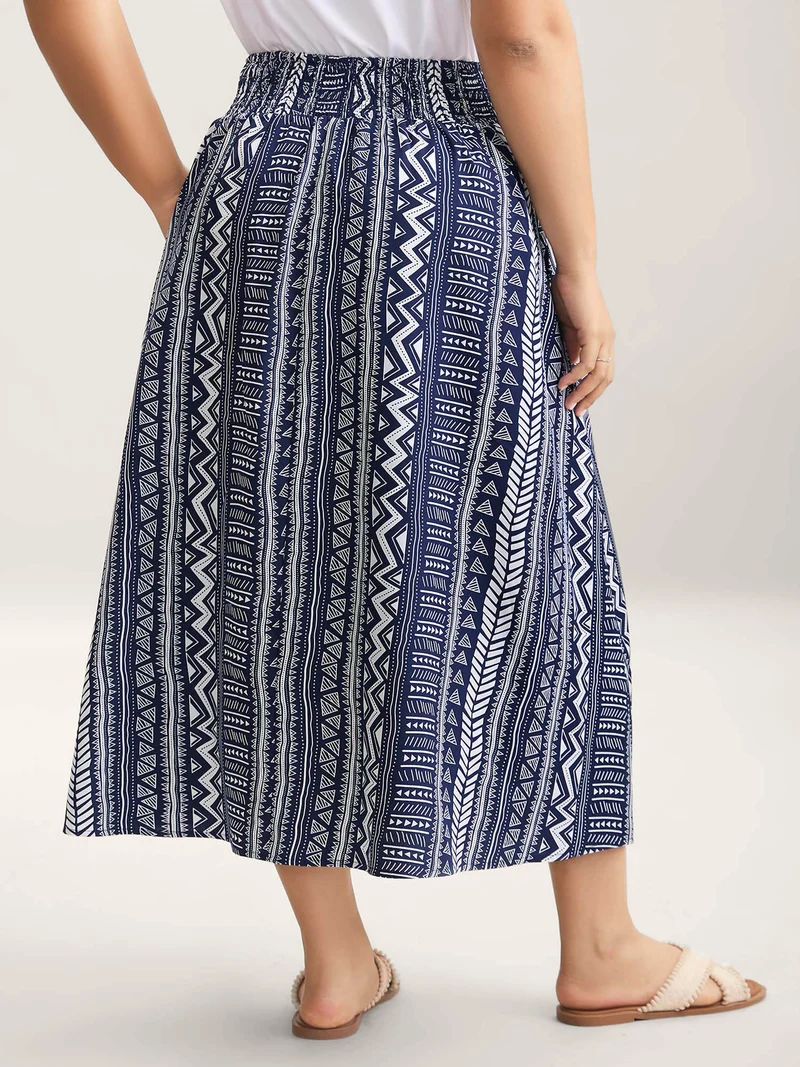 Boho Stripes Shirred Waist Maxi Skirt