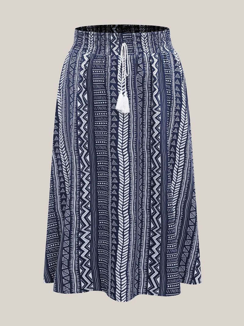 Boho Stripes Shirred Waist Maxi Skirt
