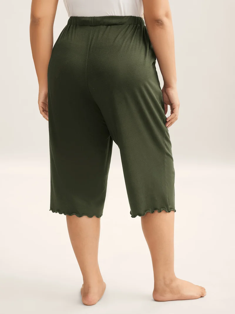 Supersoft Scalloped Hem Straight-Fit Lounge Bottoms