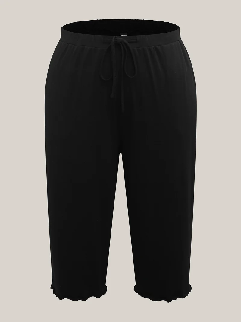 Supersoft Scalloped Hem Straight-Fit Lounge Bottoms