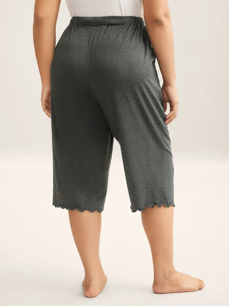 Supersoft Scalloped Hem Straight-Fit Lounge Bottoms