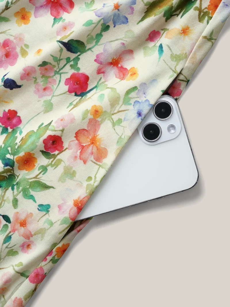 Ditsy Floral Print Waist Tie Midi Dress