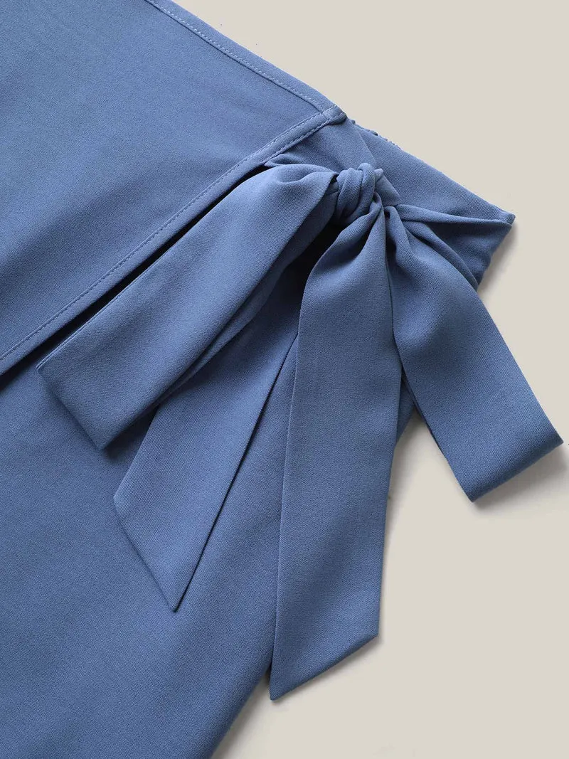 Belted Wrap Detail Wide-Leg Pants