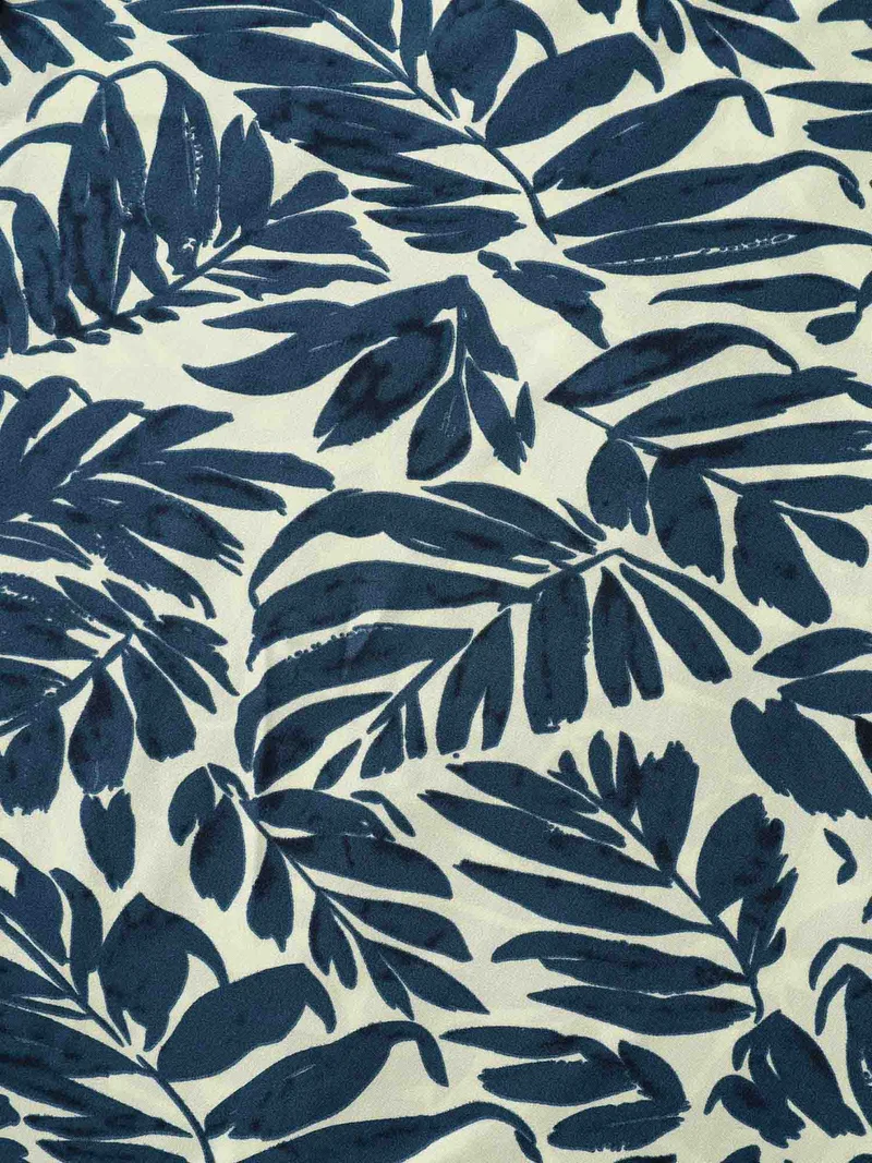 Tropical Leaf Print Wide-Leg Pants