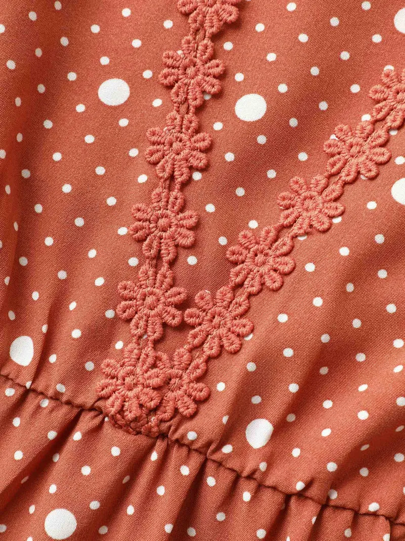 Polka Dots Ruffled Cinched-Waist Dress