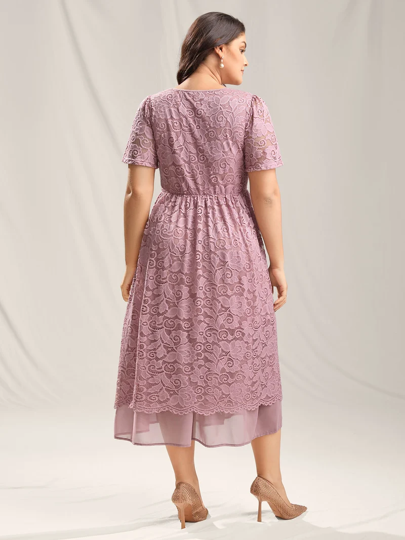Romantic Lace Cinched Waist Maxi Dress