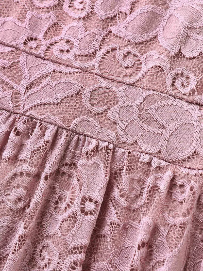 Romantic Lace Cinched Waist Maxi Dress