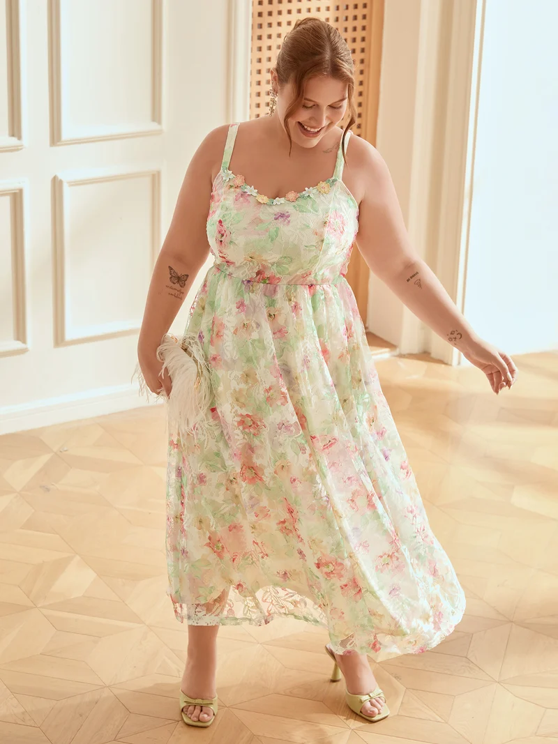 Sunkissed Florals Lace Textured Maxi Dress