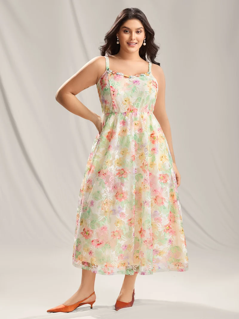 Sunkissed Florals Lace Textured Maxi Dress
