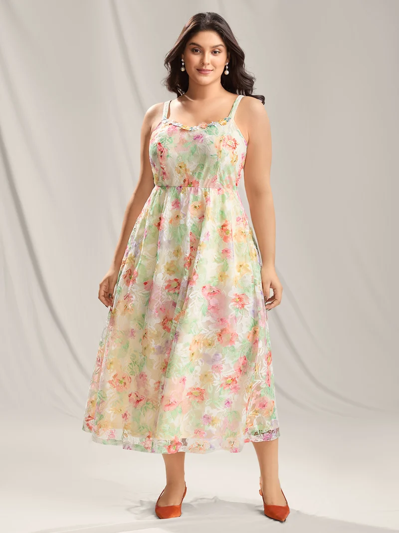 Sunkissed Florals Lace Textured Maxi Dress