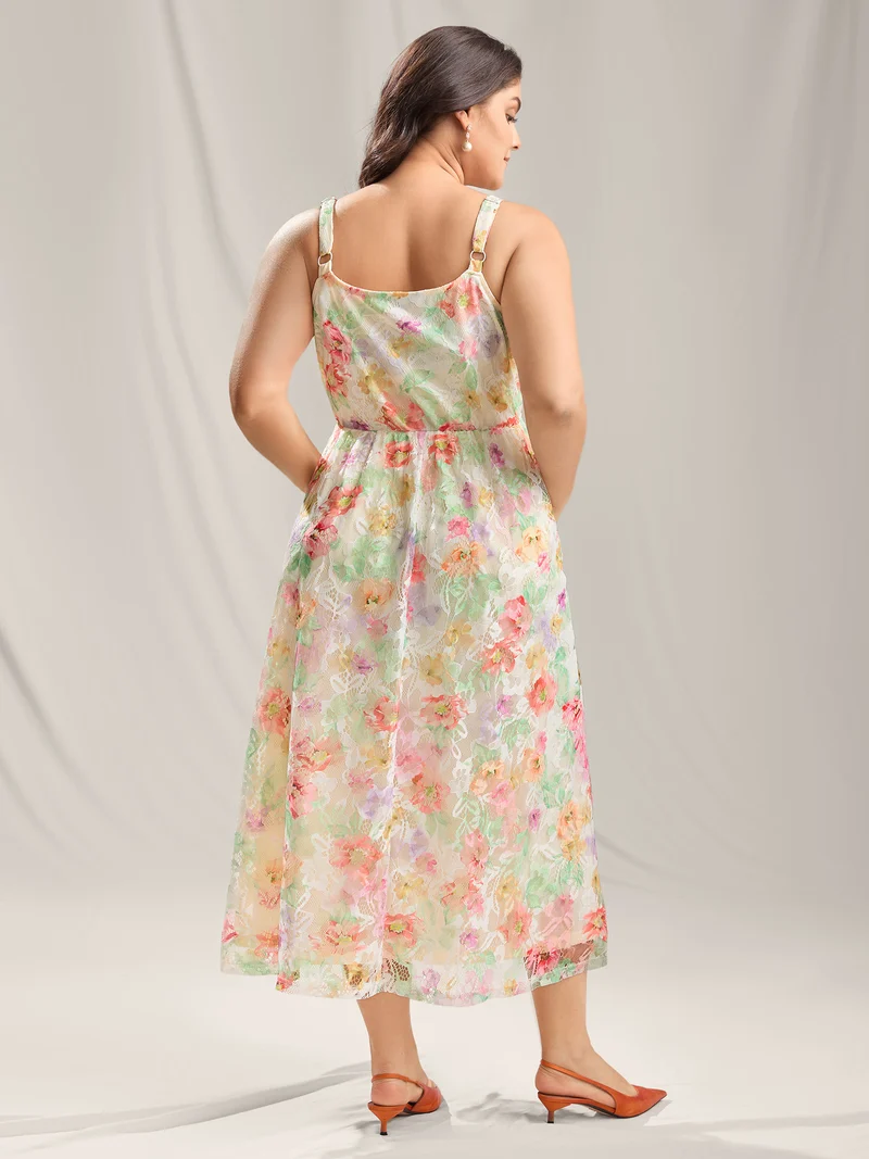 Sunkissed Florals Lace Textured Maxi Dress