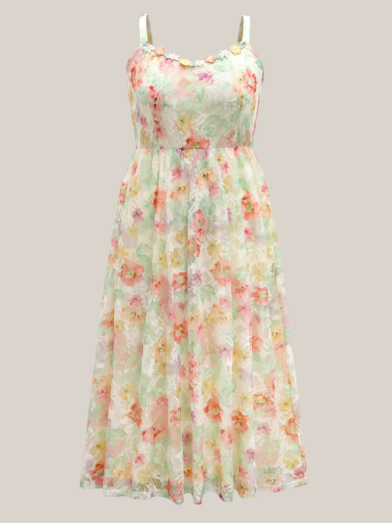 Sunkissed Florals Lace Textured Maxi Dress