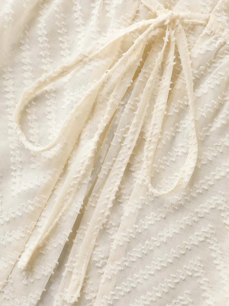 Textured Sheer Tied High-Low Kimono