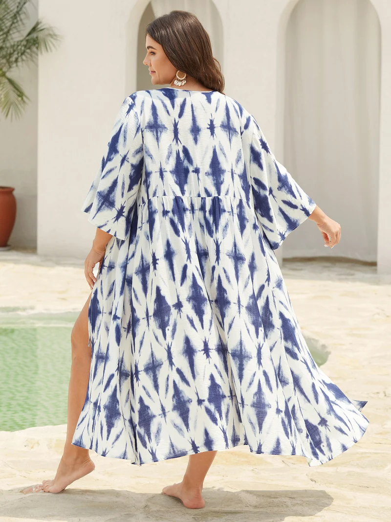 Tie Dye Front-Tie Kimono